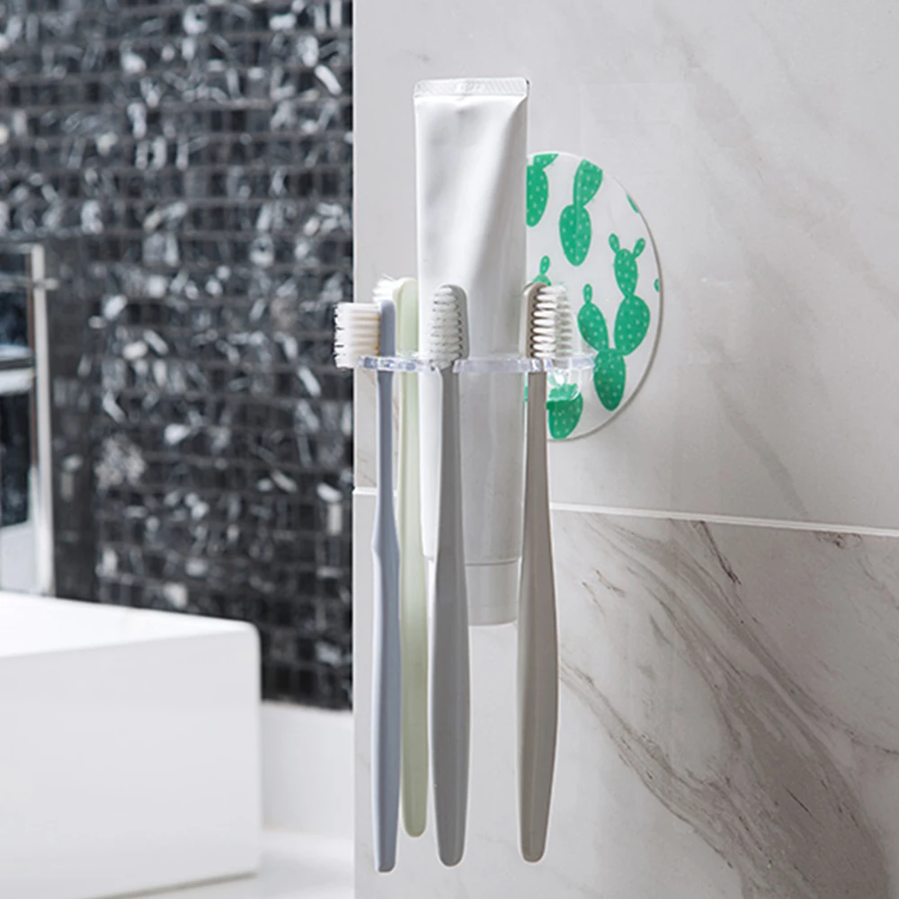 Пластиковый держатель для зубных щеток для хранения бритвы стойка сильный всасывающий диспенсер для зубной пасты для ванной Органайзер аксессуары без ударов