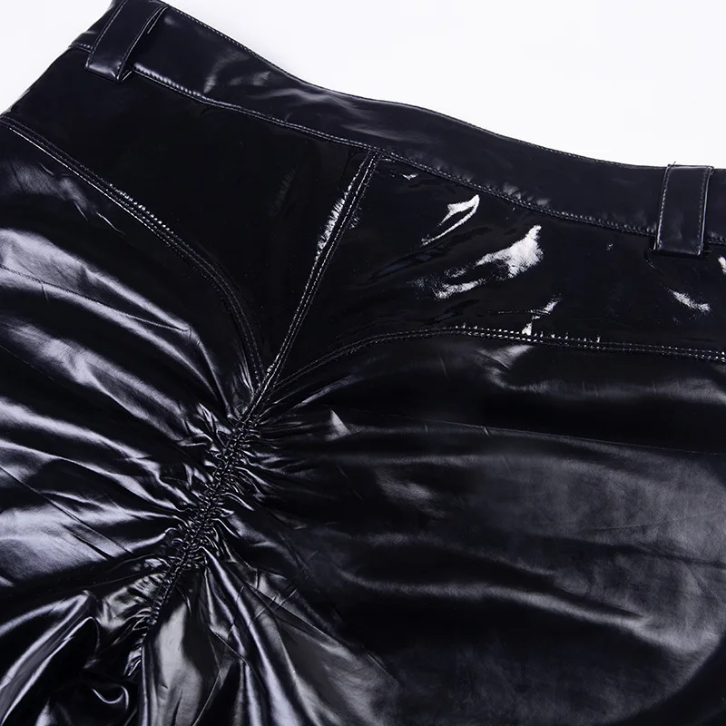 Черные кожаные брюки для женщин с эффектом потертости, с эффектом пуш-ап, в стиле пэчворк, узкие брюки-карандаш, женские длинные узкие брюки из искусственной кожи на весну и осень, уличные брюки