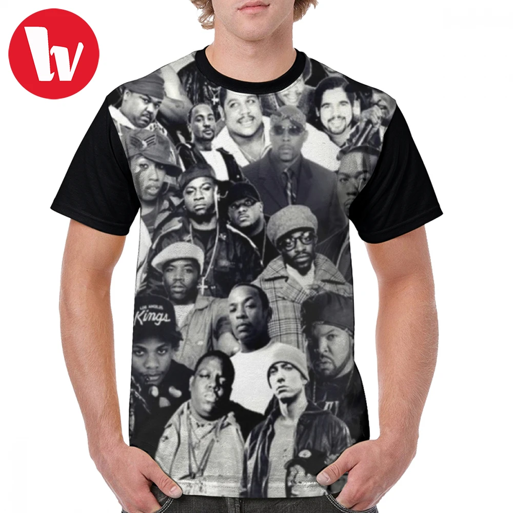 

Rap T Shirt Hip Hop Legends Collage T-Shirt Man 100 Polyester Graphic Tee Shirt Awesome Summer Short Sleeve Big Graphic Tshirt