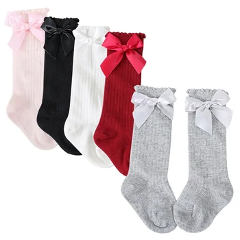 

2018 New Baby Winter Half Bow Socks Baby Knee Pads High Long Soft Anti Slip Cotton Socks For Girls