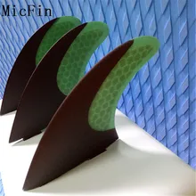 Micfin Carbon fiber Surfboard Fins Thruster Fin Set (3) FCS Compatible Medium Green Surf quillas surfing
