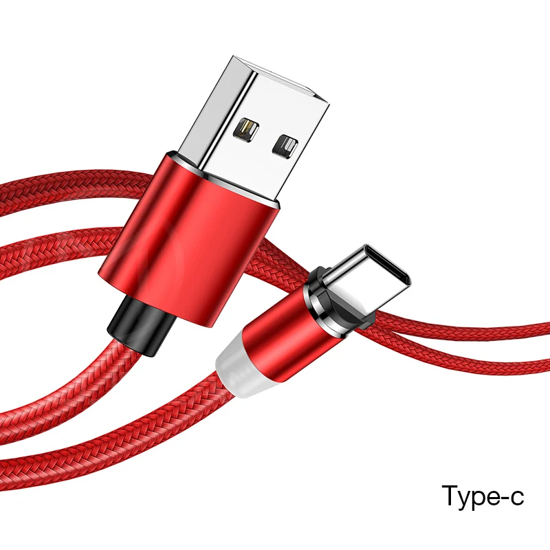 MOOJECAL магнитный кабель магнитная зарядка usb-кабель Для Xiaomi Redmi Samsung s9 Магнит зарядное устройство Для iPhone XS X XR 8 7 - Color: Red for Type-C