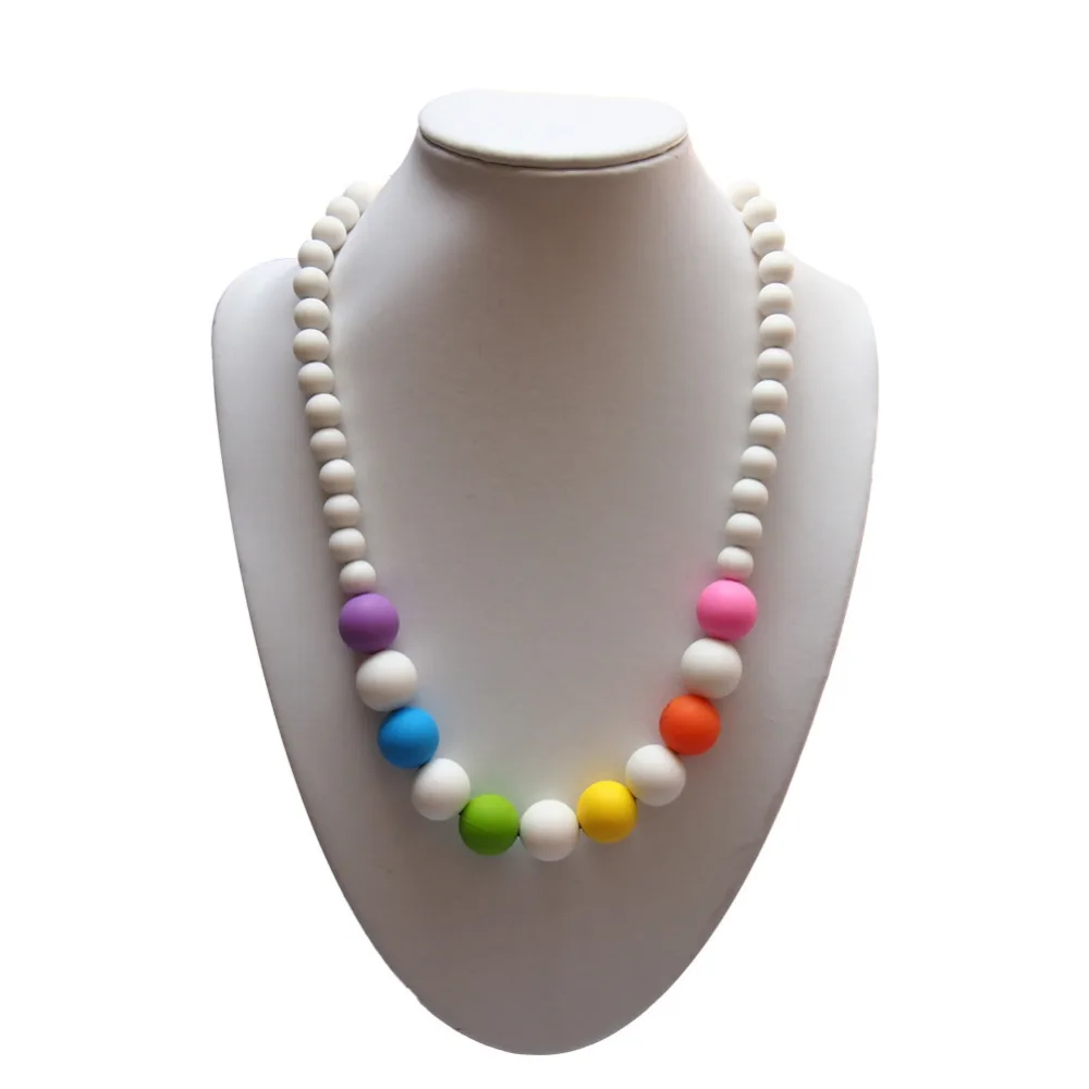 Chewable Teether Necklaces Silicone Baby Teething Necklace Beads Mom