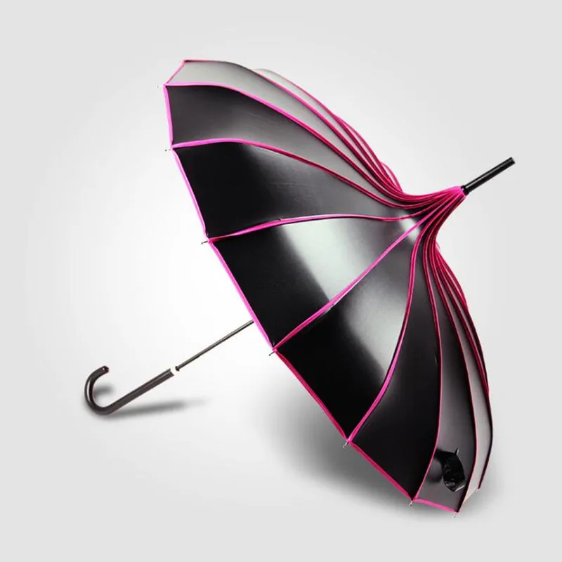 

Women Fashion 16 Ribs Pagoda Parasol Princess Long-handle Umbrella Windproof Sunny and Rainy Umbrella