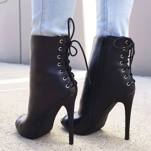 boots with lace up back