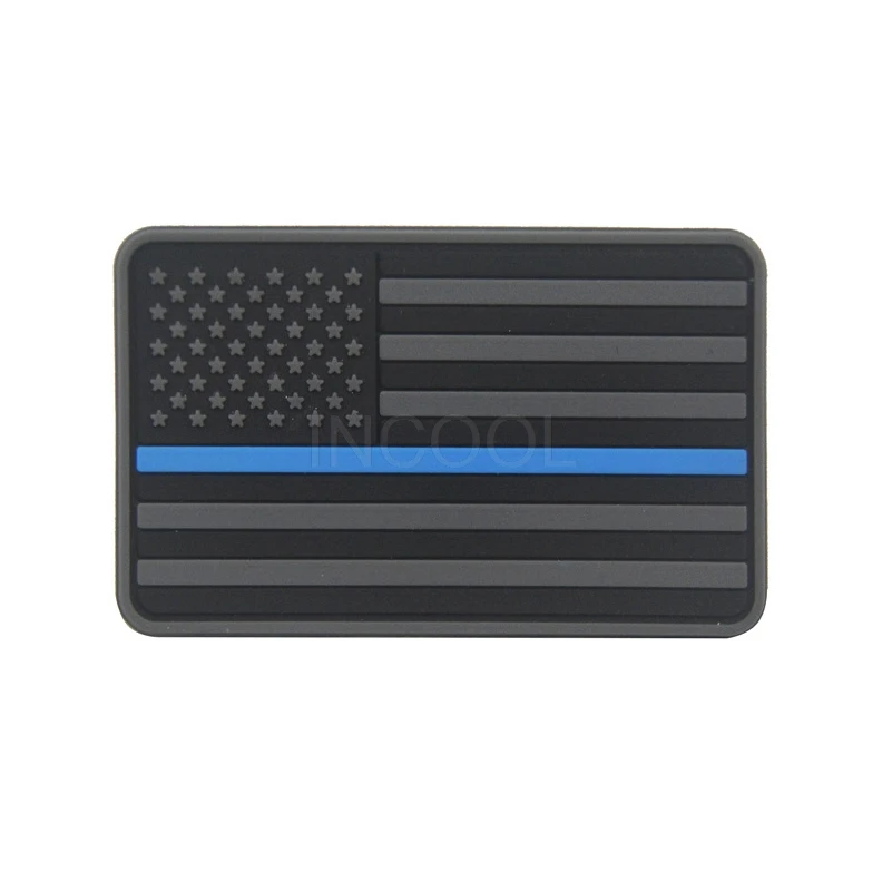 

3D PVC American Flag Patch US Flag United States Thin Blue Line Military Morale Patch Tactical Emblem Badges Hook Rubber Patches