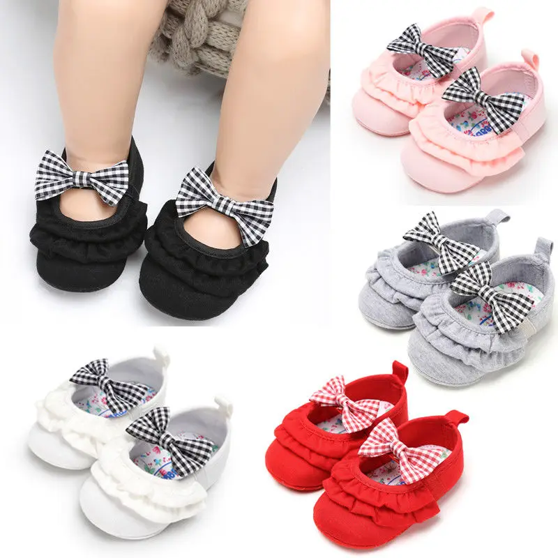 

Newborn Infant Baby Girls Boys Autumn Casual Crib Shoes 4 Style Cotton Bow Slip On Ruched Baby Soft Sole Shoes