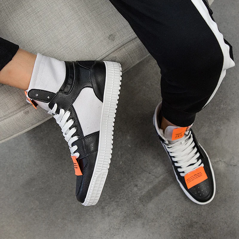 CYYTL Brand Leather Men Shoes High-top Male Sneaker Teenagers Zapatos de Hombre Casual Chaussure Loafers Moccasins Footwear   (36)