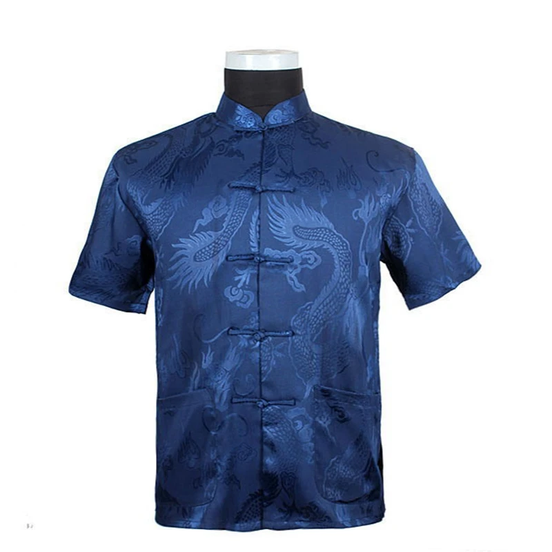 

Oriental Element 100% Brand New Arrival Chinese Traditional Men's Silk Dragon Kung Fu Shirts Tops S M L XL XXL 3XL MS062603