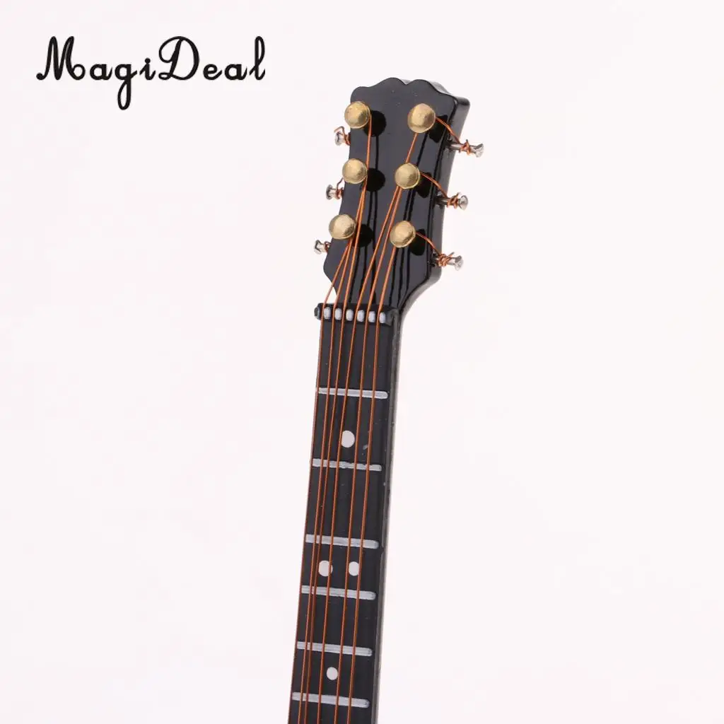 Delicate 1/8 Scale Miniature Wooden Guitar Acoustic Guitar Model Collections Home Office Desk Display Ornaments