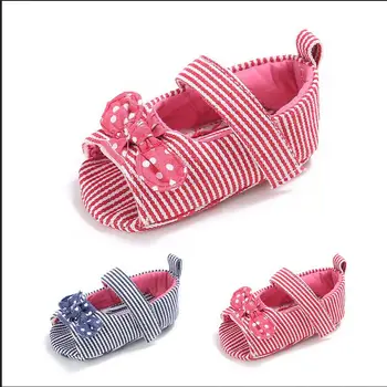 

Baby Girl casual Cute bowknot Cotton Soft Sole red pink polka dot baby shoes 3 size