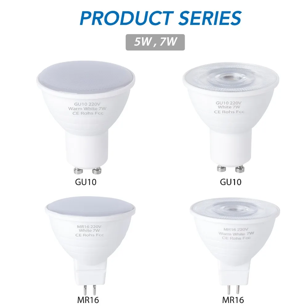 Bombilla Led GU10 220V Spot Light 5W 7W High Power MR16 LED Bulb GU5.3 Spotlight LED Lamp for Home Ceiling Lighting Not Dimmable