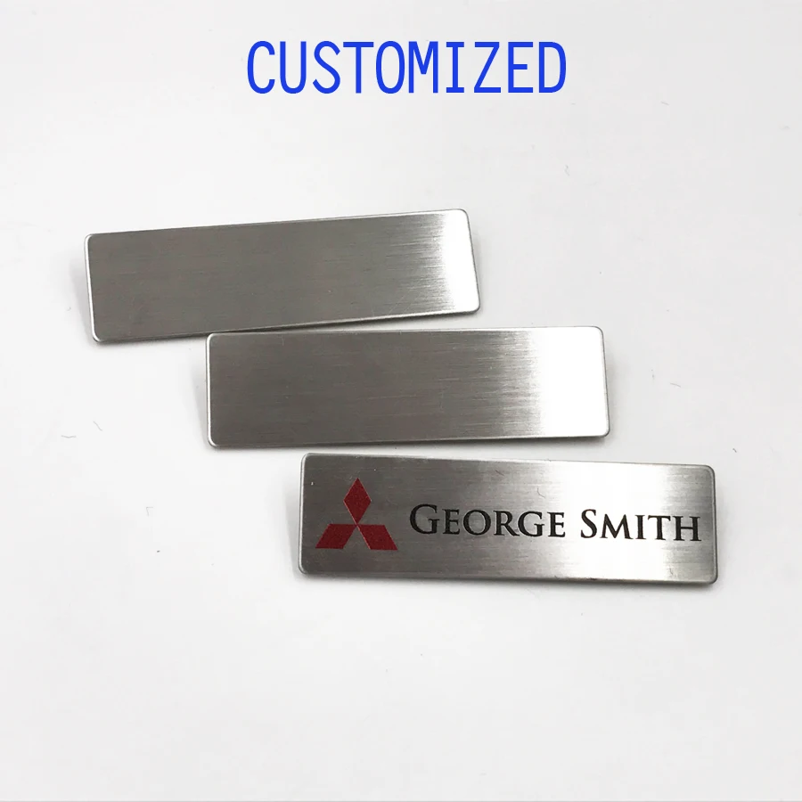 

Customized Personalized Brushed Aluminum Name Tags with Pin, logo with name, ID Badge Custom Engraved,7x2cm