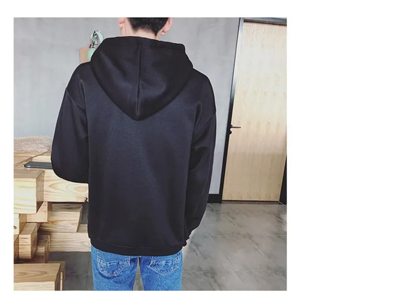 Men's Hoodie Long Sleeve Sweatshrts Hoodies Men Coat Cotton Inside O-Neck 2016 Fashion Regular Letter Standard Thickness Black  (7)