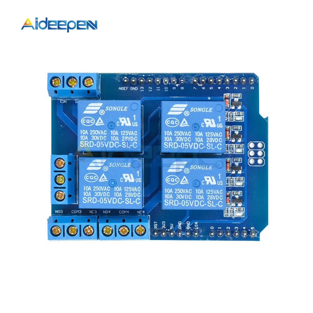 

4 Channel 5V Relay Swtich Expansion Drive Board LED indicator Relay Shield V2.0 Development Board Module for Arduino UNO R3 One