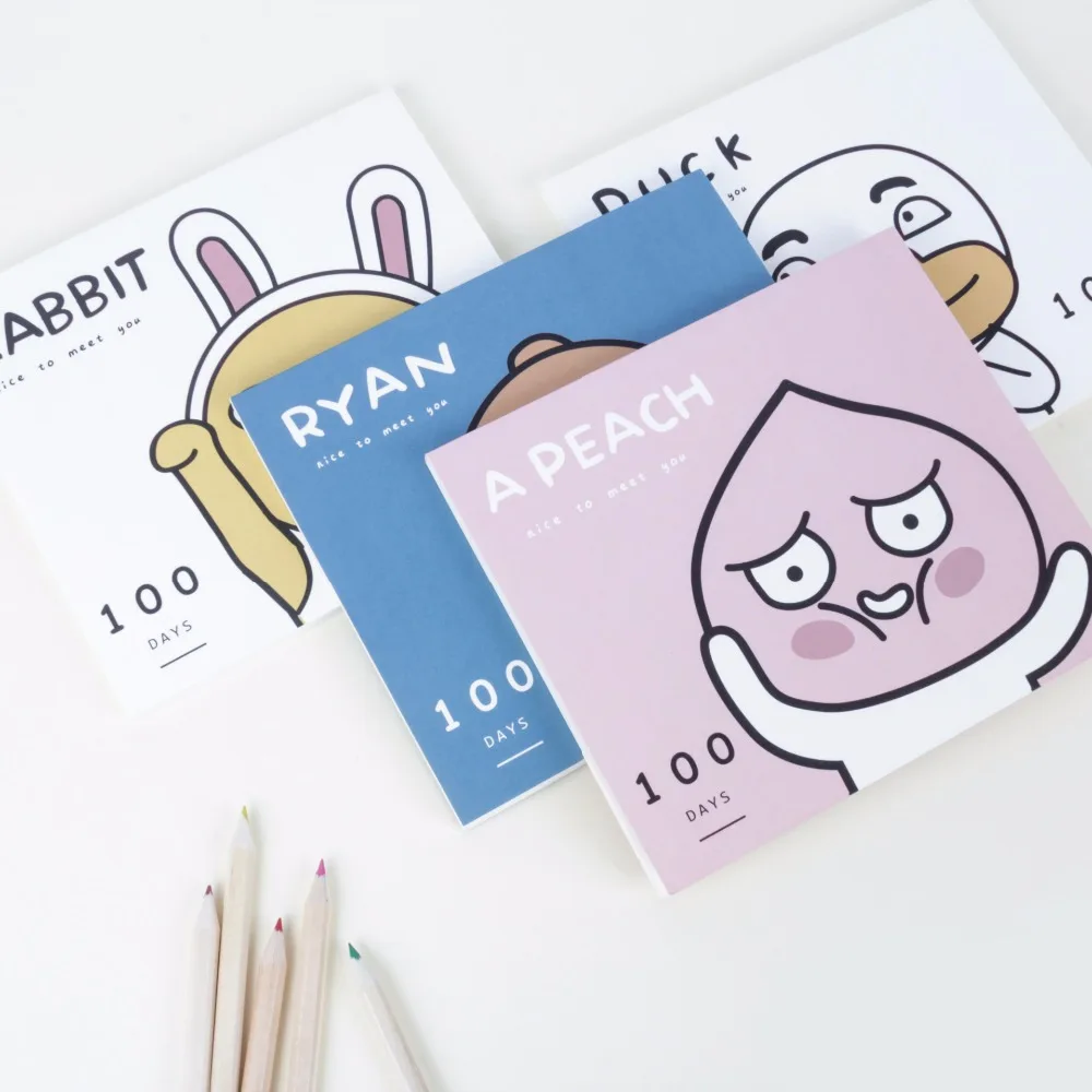 100 Days Countdown Calendar Peach Rabbit Schedule Book Diary Periodic