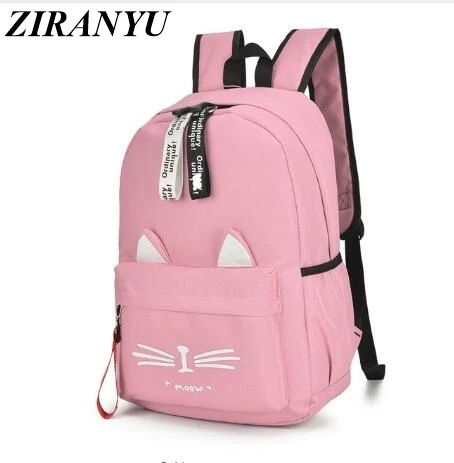 

Cute Cartoon Cat Ears Backpack Girl Schoolbag For Teenage Women Back Pack Nylon School Backpack Famale Teen Bagpack 2019 New