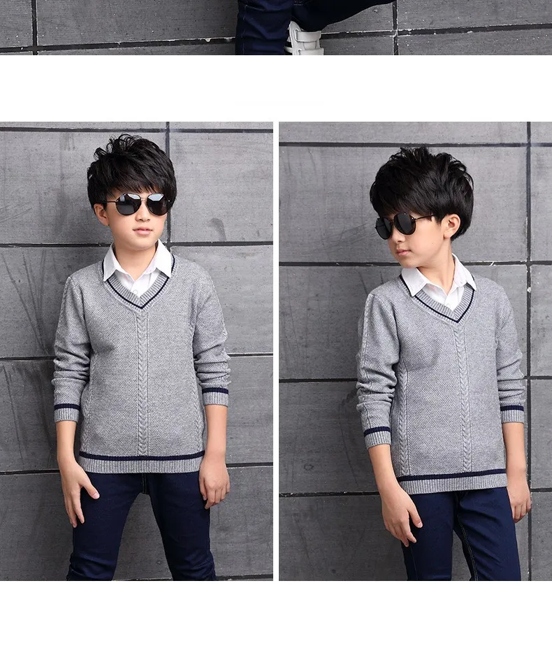 2017 Children's sweater Winter new Keep warm Cashmere boy sweater V-collar Kids for boys Children's clothing Winter clothing HTB1SGvVOXXXXXXzXpXXq6xXFXXXI - 2017 Children's sweater Winter new Keep warm Cashmere boy sweater V-collar Kids for boys Children's clothing Winter clothing