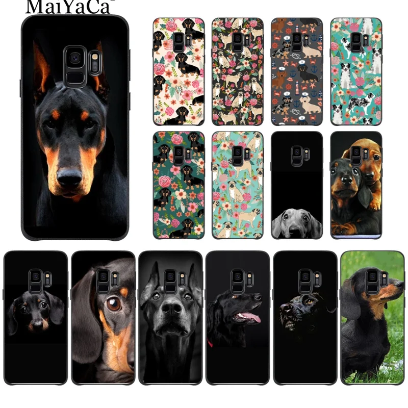 

MaiYaCa black Dachshund Doberman Dog face painting phone Case for samsung galaxy s9 plus s7 s6 edge plus s5 s8 plus note9 case