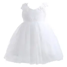 New Formal Lace Baby White Princess Bridesmaid Flower Sleeveless Bow Girl Kid Dress Wedding Party Dresses