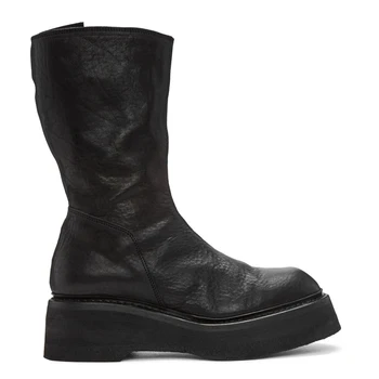 

Men Boot High Top Boots British Style Full Grain Leather Ankle Zipper Martin Boots for men