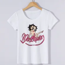 Европа Новинка, женская летняя мода, тонкая футболка с буквенным бисером, женские рубашки-топы, Повседневная футболка с 3D принтом из мультфильма, с блестками, футболки