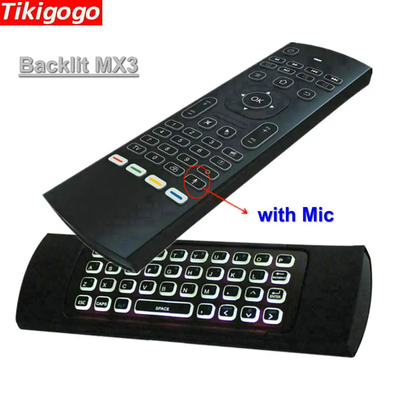 

MX3 Backlight Voice air mouse mini keyboard 5 IR learning for Fire TV Stick android smart tv box Raspberry pi 3 remote control
