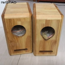 IWISTAO HIFI 4 Inch Full Range Speaker Lege Kast 1 Paar Afgewerkt Eiken Hout Labyrint Structuur voor Buizenversterker