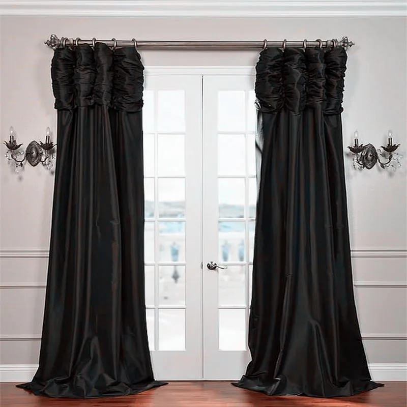 Роскошные шторы для роскошного окна комнаты, индивидуальные готовые оконные шторы/шторы для гостиной/спальни, одноцветная панель - Цвет: Black