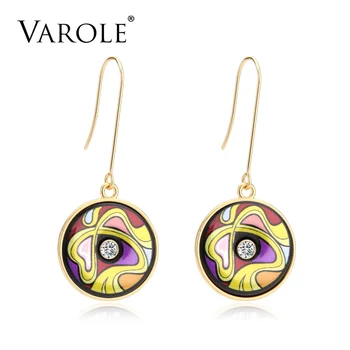

VAROLE Classic Vintage Indian Drop Earring for Women Painted Feminino Bohemia Ethnic Style Geometric Earrings for Women