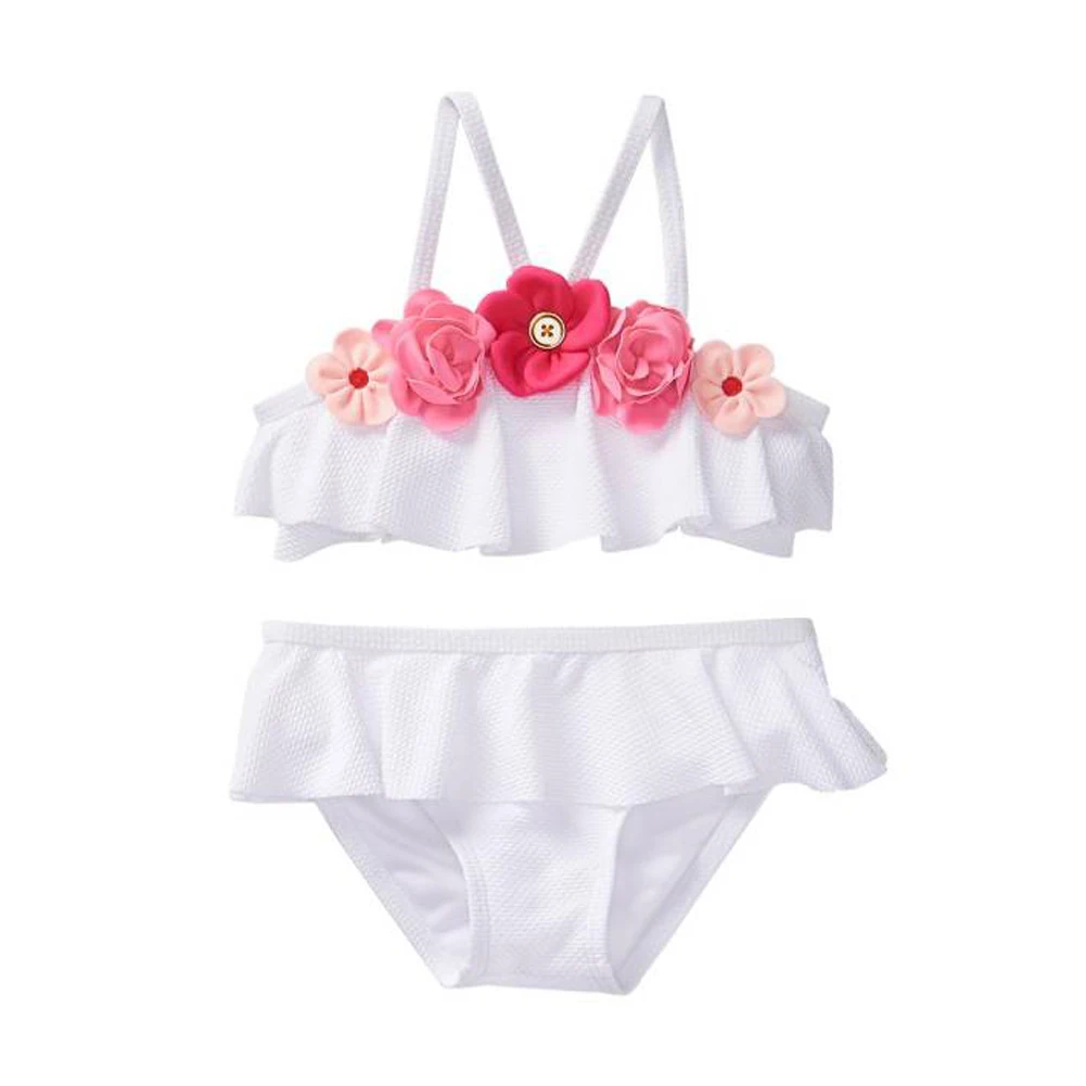 

2PCS Toddler Girls Kids Clothes Sets Floral Bikini Swimwear Bathing Swimsuit Tops Bottoms Cotton Costume Clothing Girl 1-6T