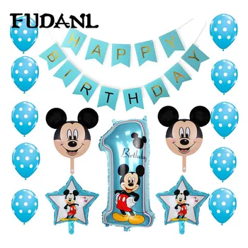 

1set Mickey Minnie Foil Balloons Birthday Party Decorations 32 Inch Number Mickey Minnie Helium Polka Dot Latex Balloon Kid Toys