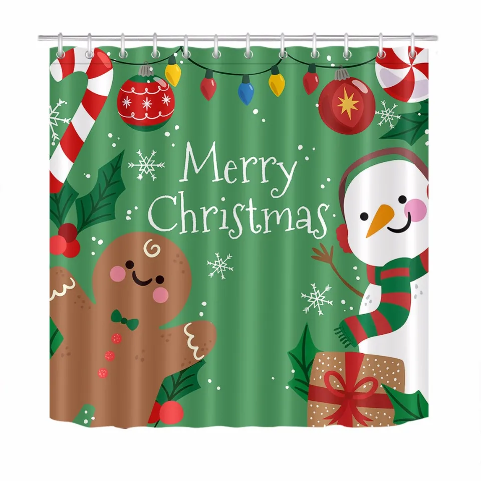 Gingerbread Man Snowman Shower Curtain Christmas Decorations Extra