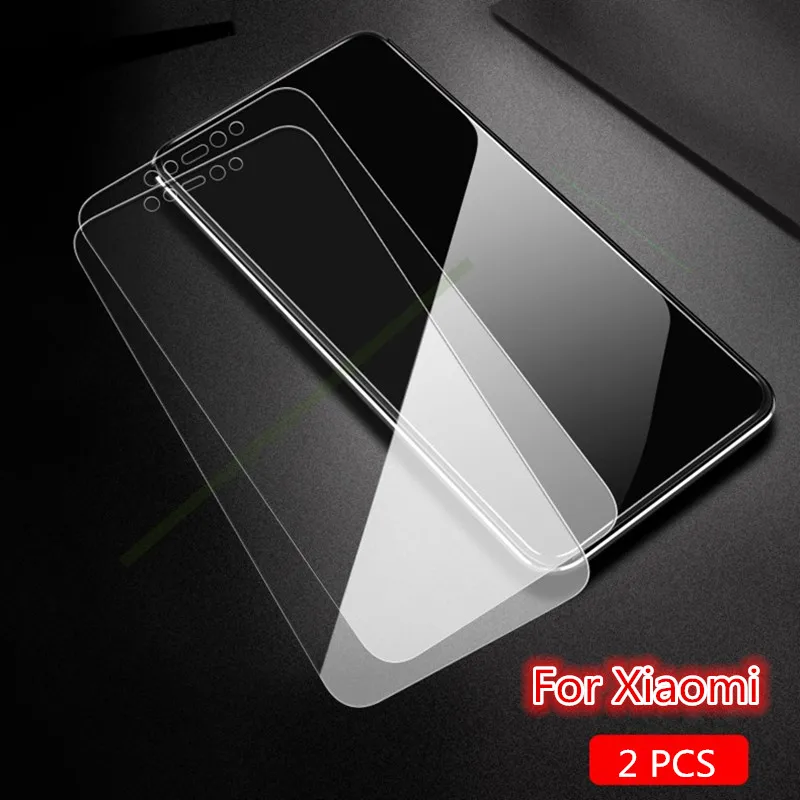 

2 pcs Tempered Glass on the For Xiaomi Pocophone F1 Mi 5 5X 6 6X Screen Protector For Mi 8 lite Mi 9 SE Note 3 Protective Film