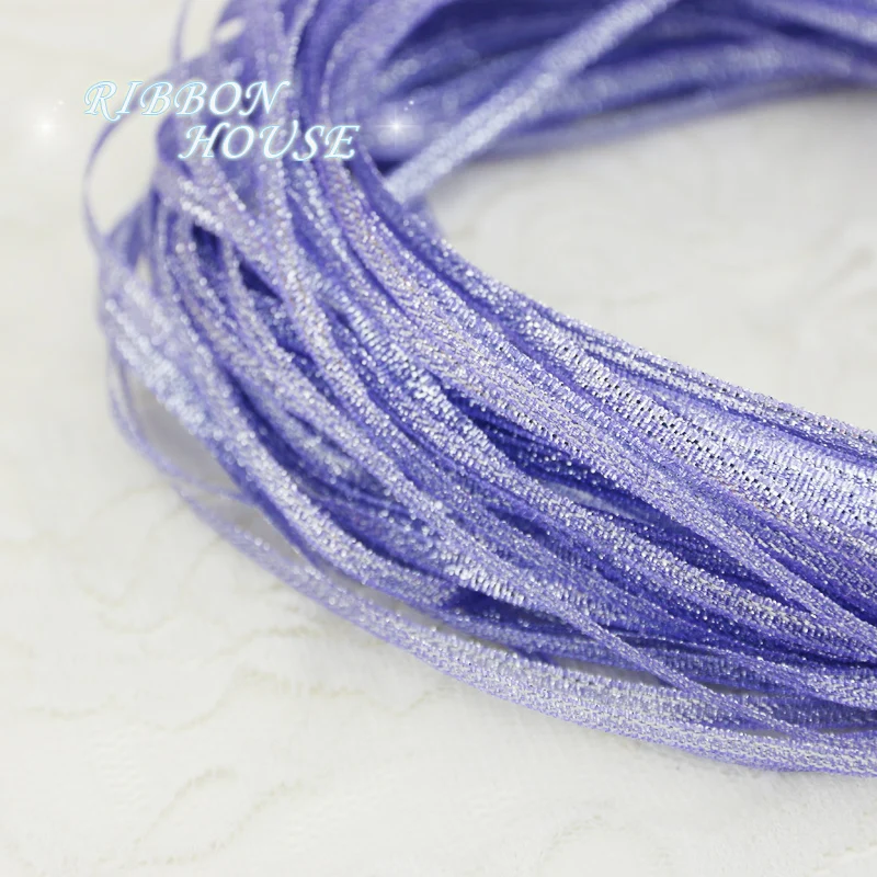 

(20 meters/lot) 1/8'' (3mm) Lavender Metallic Glitter Ribbon Colorful gift package ribbons wholesale
