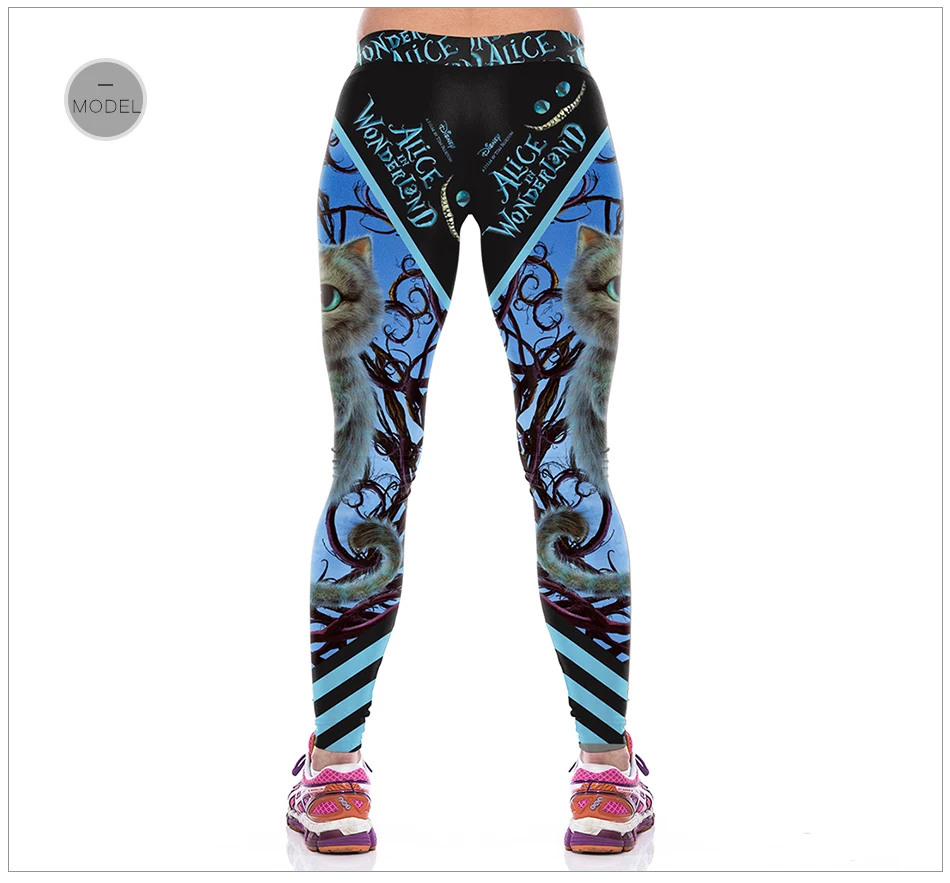 [You're My Secret] Halloween Women Leggings High Waist Silm Fitness Leggins Alice In Wonderland Smile Cat Digital Print Pants seamless leggings