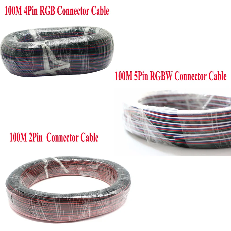 100 м 4 контактный разъем rgb 5 кабель rgbw 2 удлинитель 5050 3528 светодиодные ленты