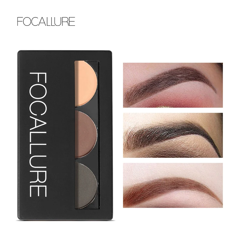 

FOCALLURE 3 colors Eyebrow powder palette waterproof professional Eye Brow Enhancer eye brow makeup eye shadows with brush