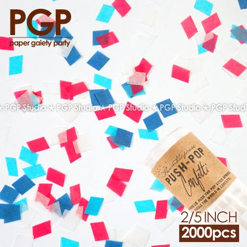 

[PGP] Navy Red White Blue Square Tissue Paper Confetti, Push Pop, For July 4th Kids Boy Birthday Captain America Circus Party