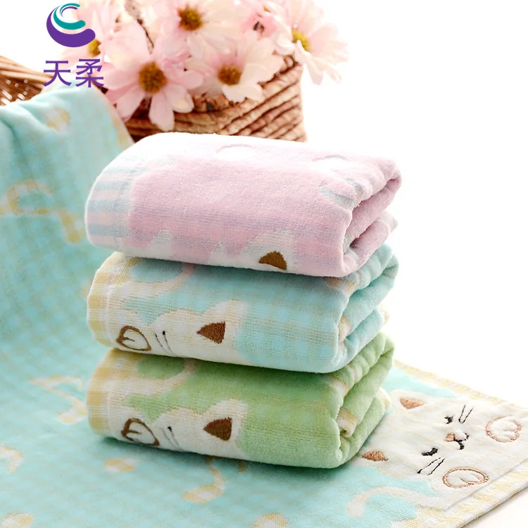 Высокое качество, 1 шт., милое хлопковое детское полотенце, детское супер мягкое полотенце с рисунком котят - Цвет: Pink