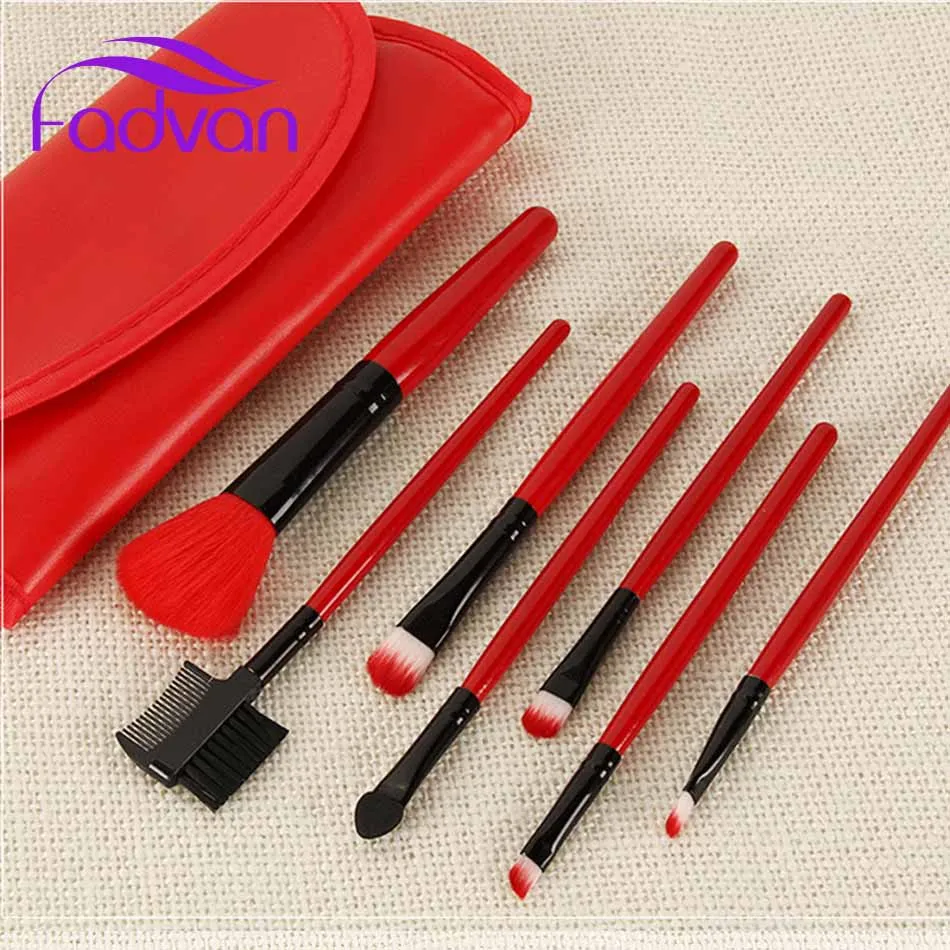 

Portable 7pcs Makeup Brushes Setwith PU bag Professional Powder Foundation Eyeshadow Make Up Brush Cosmetics Soft Synthetic Hair