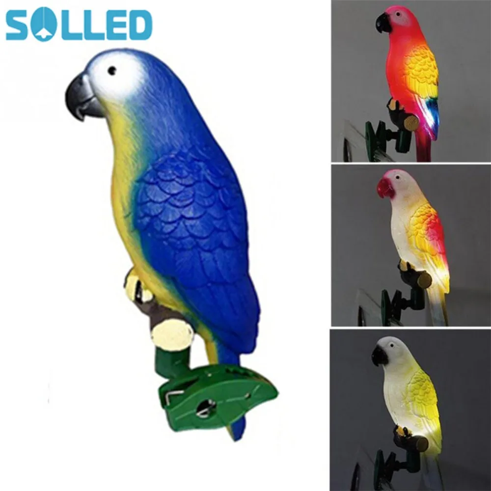 

SOLLED Solar-Powered Parrot Lamp 4 Different Colors Birds LED Lamp with Flexible Clamp Base Solar Garden Lights Yard Decoration