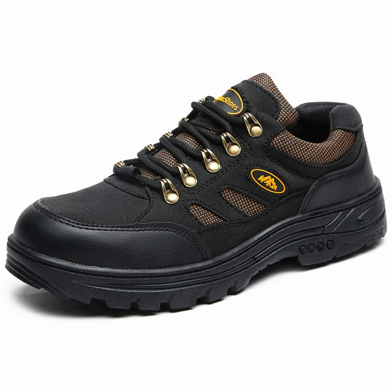 

plus size men breathable steel toe cap work safety shoes spring autumn cow leather tooling boots climb hiking protective zapatos