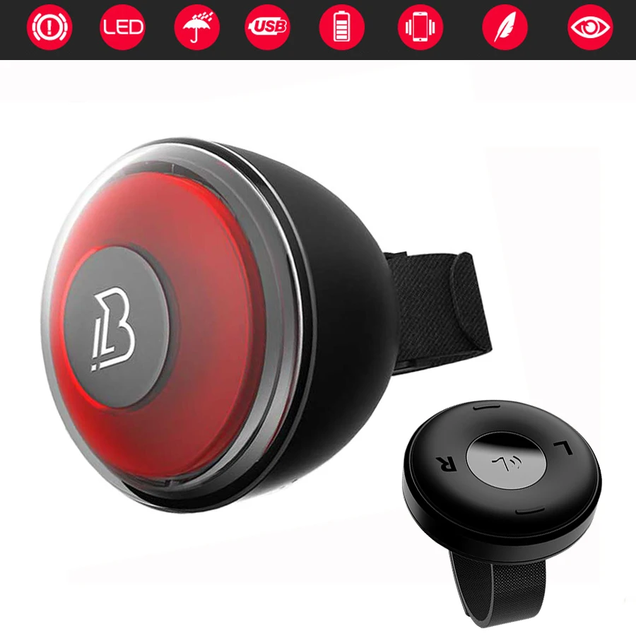 

Smart Bicycle Brake Light Turn Signal Bike Rear Light Auto Start/Stop Waterproof LED USB Charg Cycling Remote Taillight Xlite100