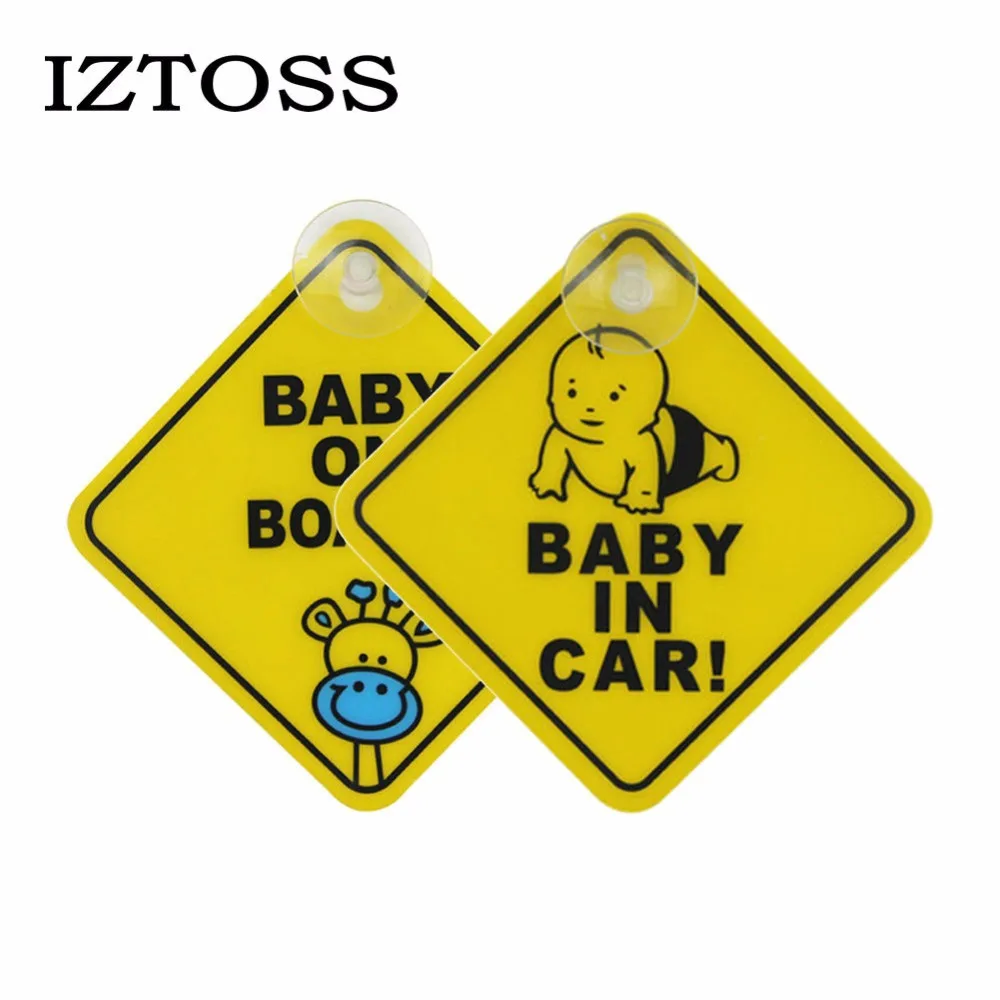 

IZTOSS 2pcs 12CMX12CM BaBy In Car Warning Signs Reflective Stickers Motorcycle Decals