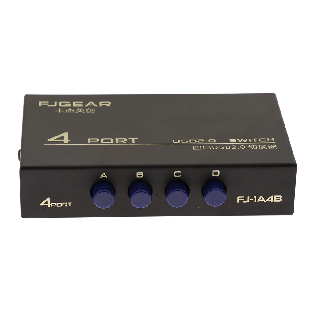 4Ports USB Manual Sharing Switch HUB Selector Switcher for Printer Scanner