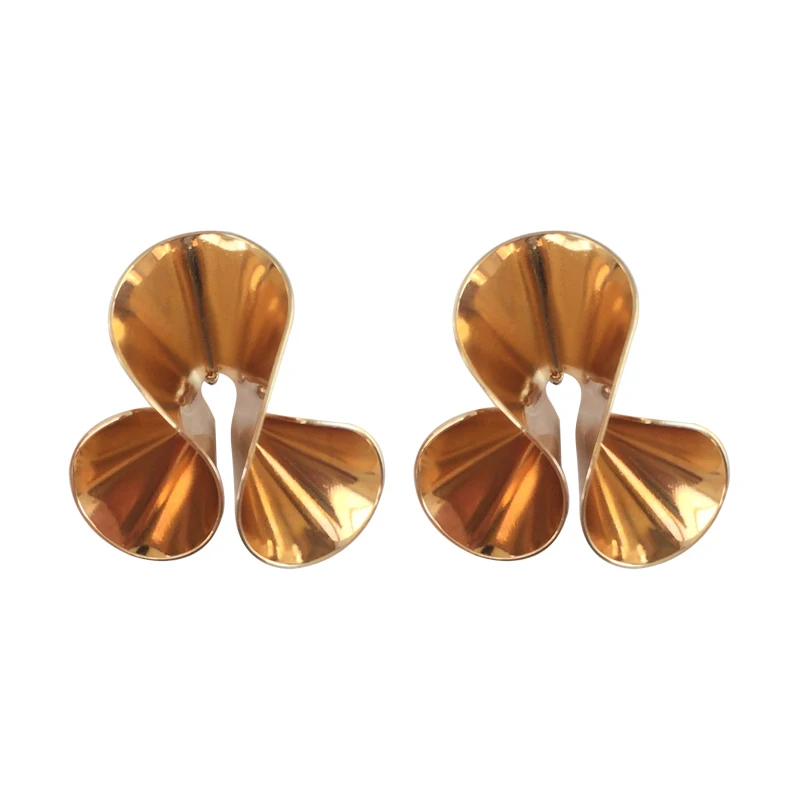 

Hot Selling Metallic Shiny Flower Earrings For Women Jewelry