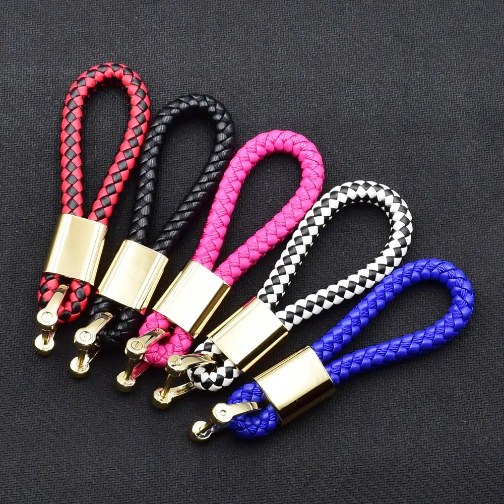 

ATOBABI Galvanized Alloy Car Key Holder Handmade Rope Auto Key Rings Keys Trinket Ornament For Peugeot 2008 Citroen C5 Audi TT