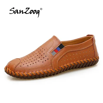 

Summer Soft Breathable Moccasin Brand Fashion Men Loafers High Quality Casual Shoes Men Leather Black Brown Men Shoes Loafers