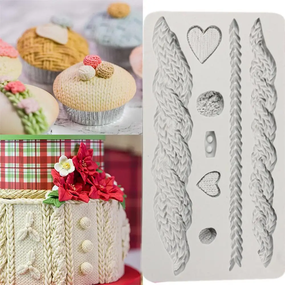 

Fabric 3D Knitting Texture Biscuits Embossed Pad Decorating Lace Mat Tool Fondant Cake Border Chocolate Gumpaste mold